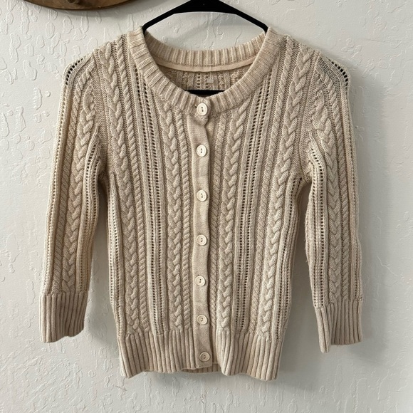 Tildon Cream Tan Button Front Fitted Knit Cardigan - Picture 1 of 6